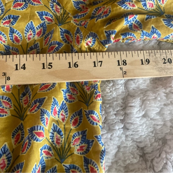 J McLaughlin Top Womens Sz XS Gold Yellow Leaf Floral Button Front Cotton - Picture 5 of 7